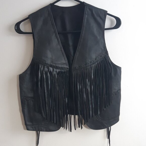 Other - Leather Fringe Vest / Bolero - Boys Western / Cowboy Style